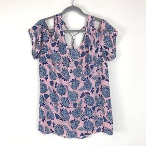 KUT from the Kloth Cold Shoulder Floral Print Blouse Women's Size XL Summer
